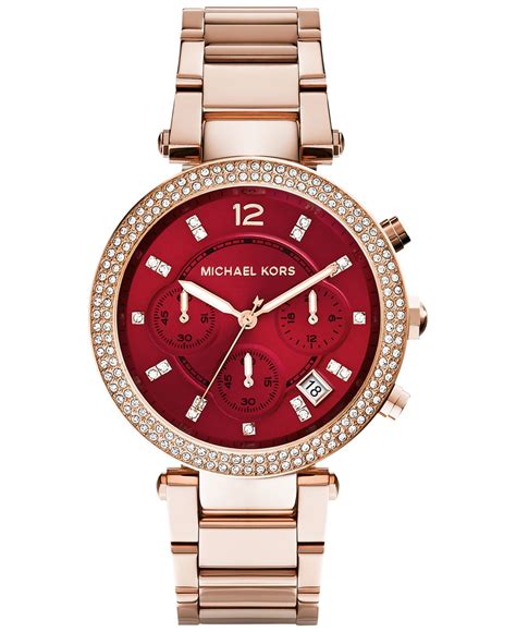 Michael Kors Women's Parker Pave Rose Gold Tone Stainless 